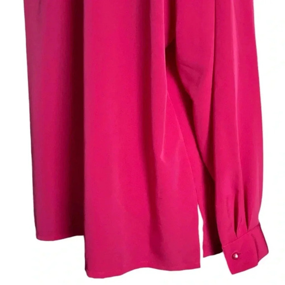 K C STUDIO | Vintage Magenta Lace Embroidered Satin Button Down Blouse Size 16W - Picture 7 of 9